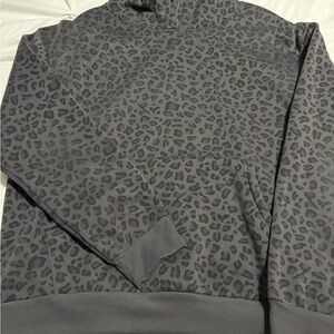 Gray Leopard Print Pullover Sweater